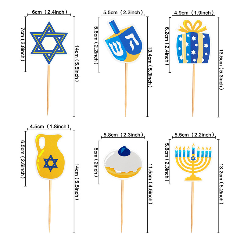 Hanukkah Cupcake Toppers and Wrappers for Hanukkah Party Decorations Chanukkah Theme Party Supplies