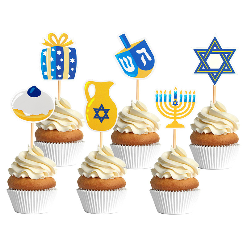Hanukkah Cupcake Toppers and Wrappers for Hanukkah Party Decorations Chanukkah Theme Party Supplies