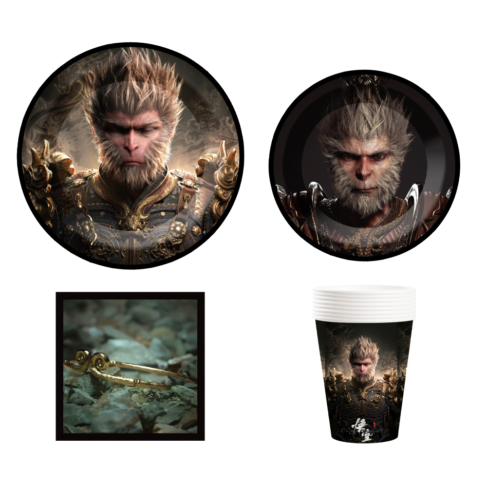 Black Myth Wukong Game Themed Party Decorations Disposable Party Paper Tableware Set