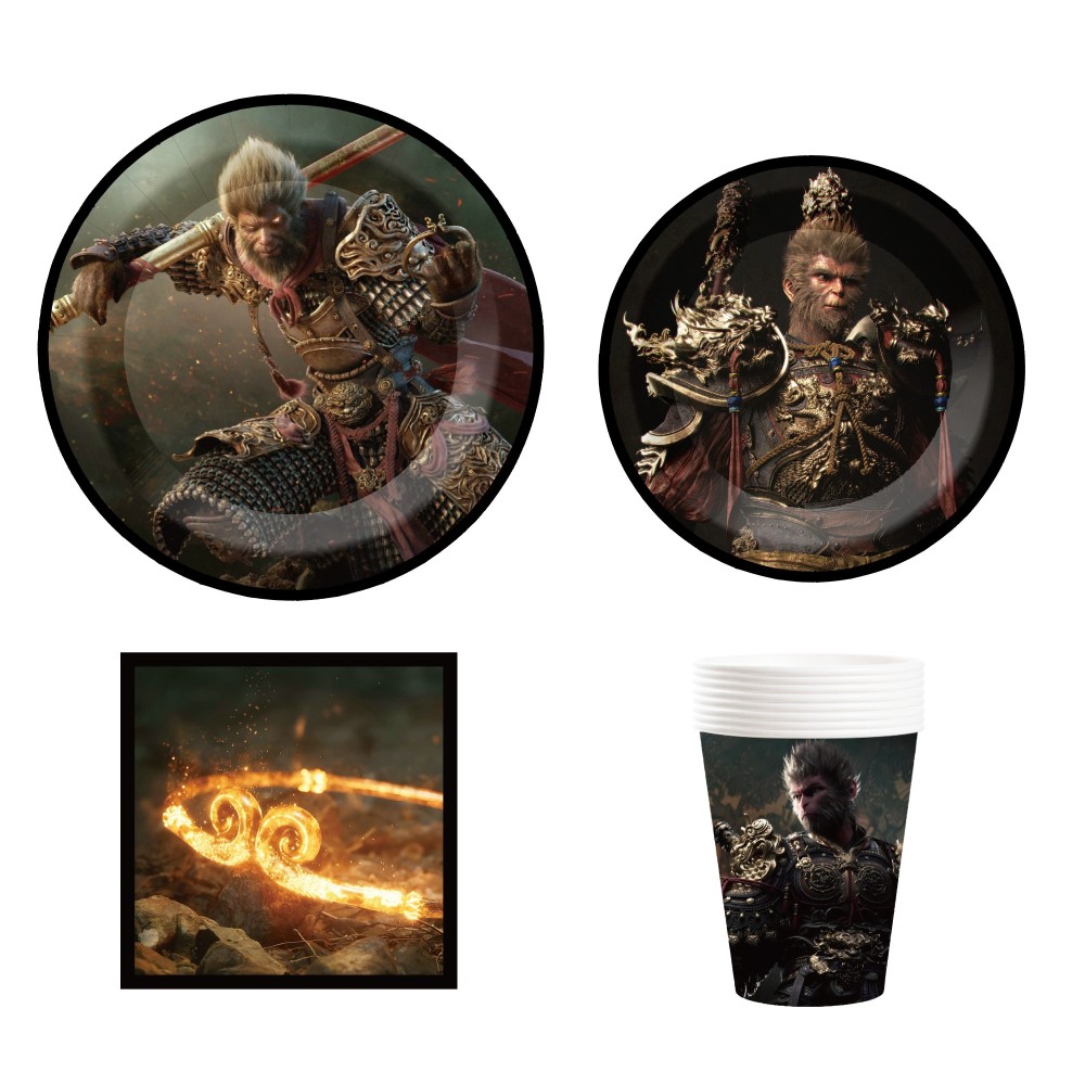 Black Myth Wukong Disposable Party Paper Tableware Set Game Peripheral