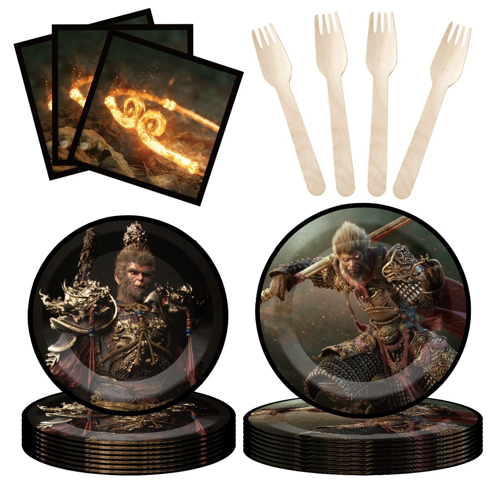 Black Myth Wukong Disposable Party Paper Tableware Set Game Peripheral