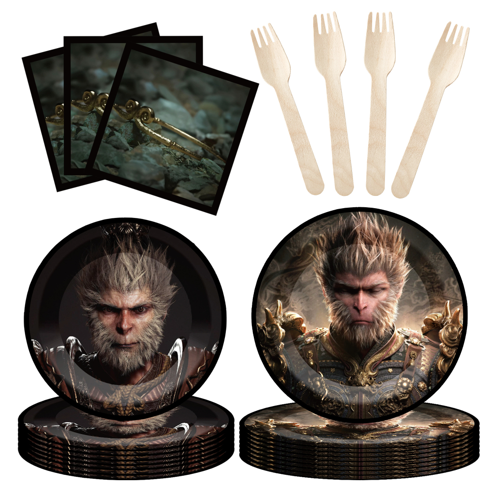 Black Myth Wukong Game Themed Party Decorations Disposable Party Paper Tableware Set