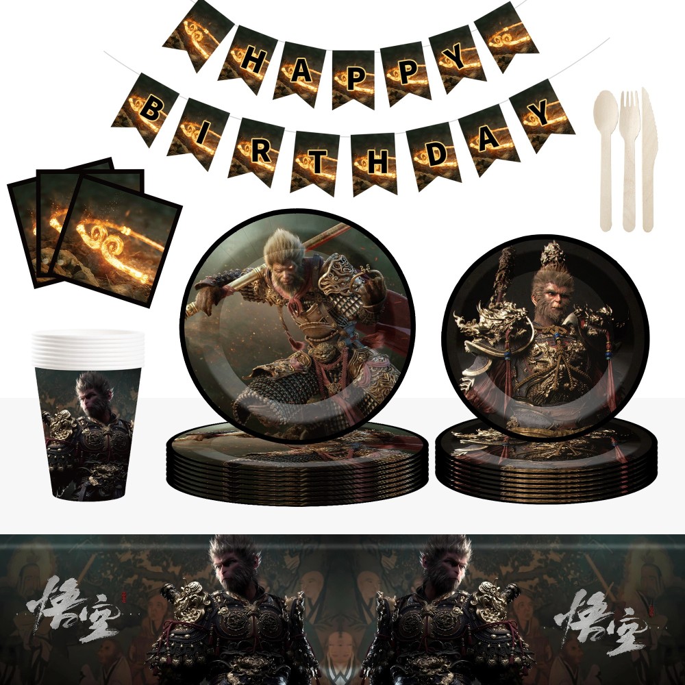 Black Myth Wukong Disposable Party Paper Tableware Set Game Peripheral