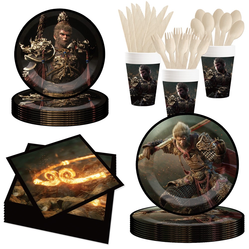Black Myth Wukong Disposable Party Paper Tableware Set Game Peripheral