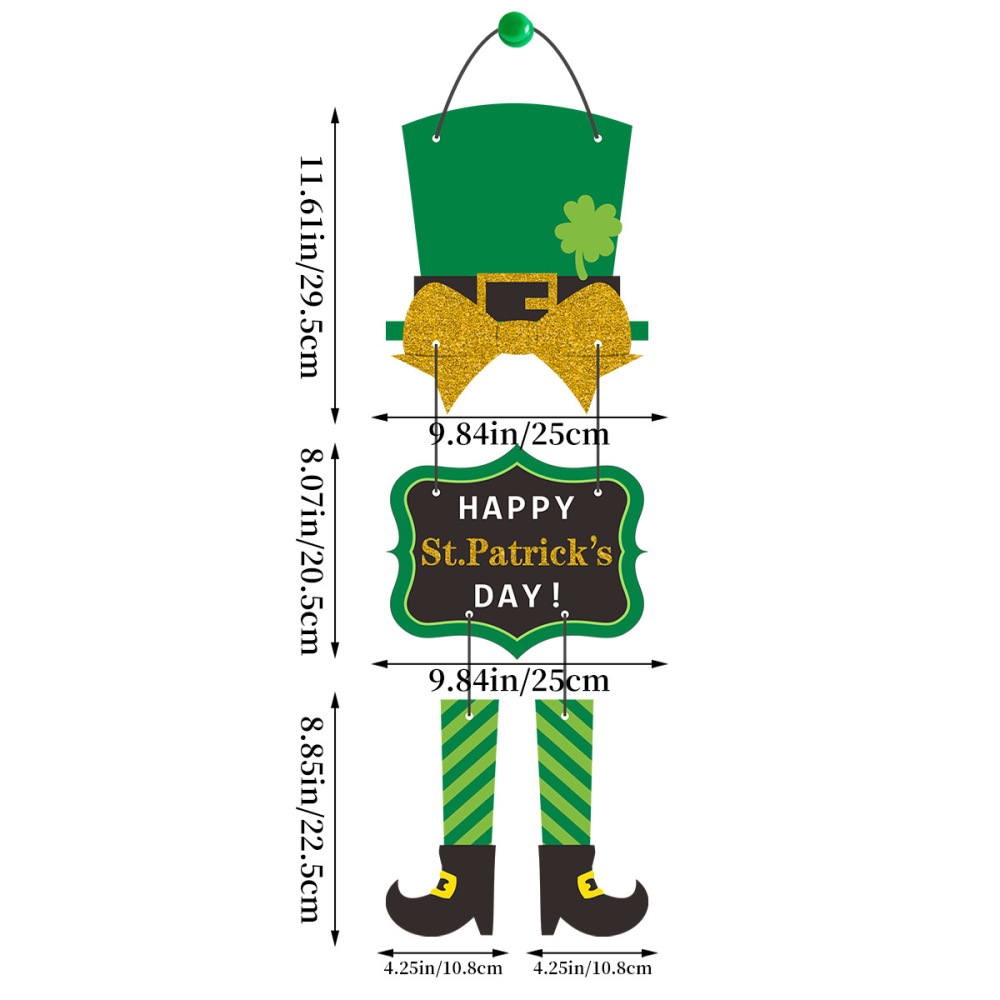 Saint Patrick's Day Door Sign Shamrock Clover Lucky Hanging Door Decor
