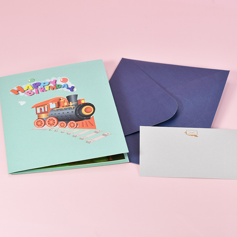 Happy Birthday Train Handmade 3D Pop Up Greeting Card