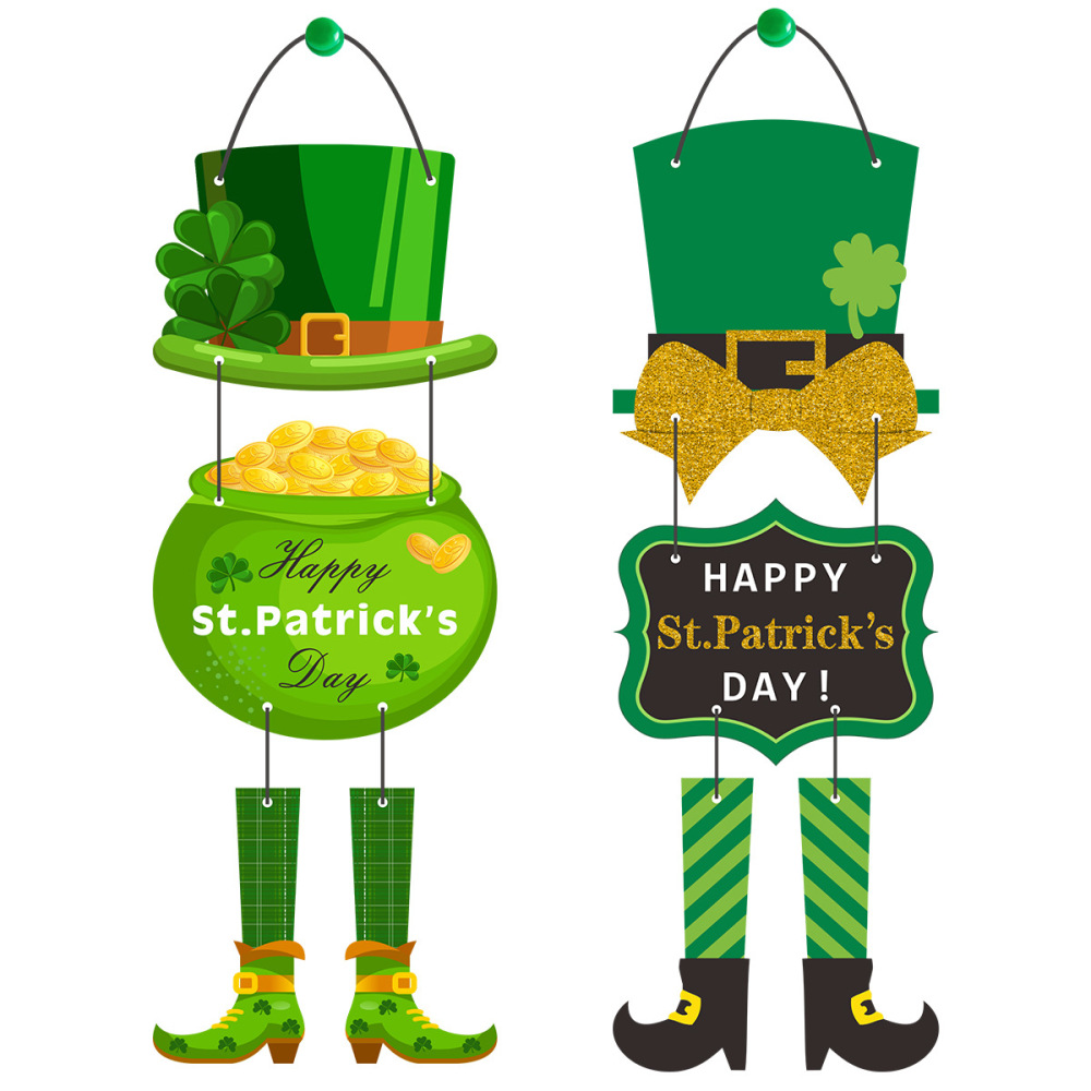 Saint Patrick's Day Door Sign Shamrock Clover Lucky Hanging Door Decor