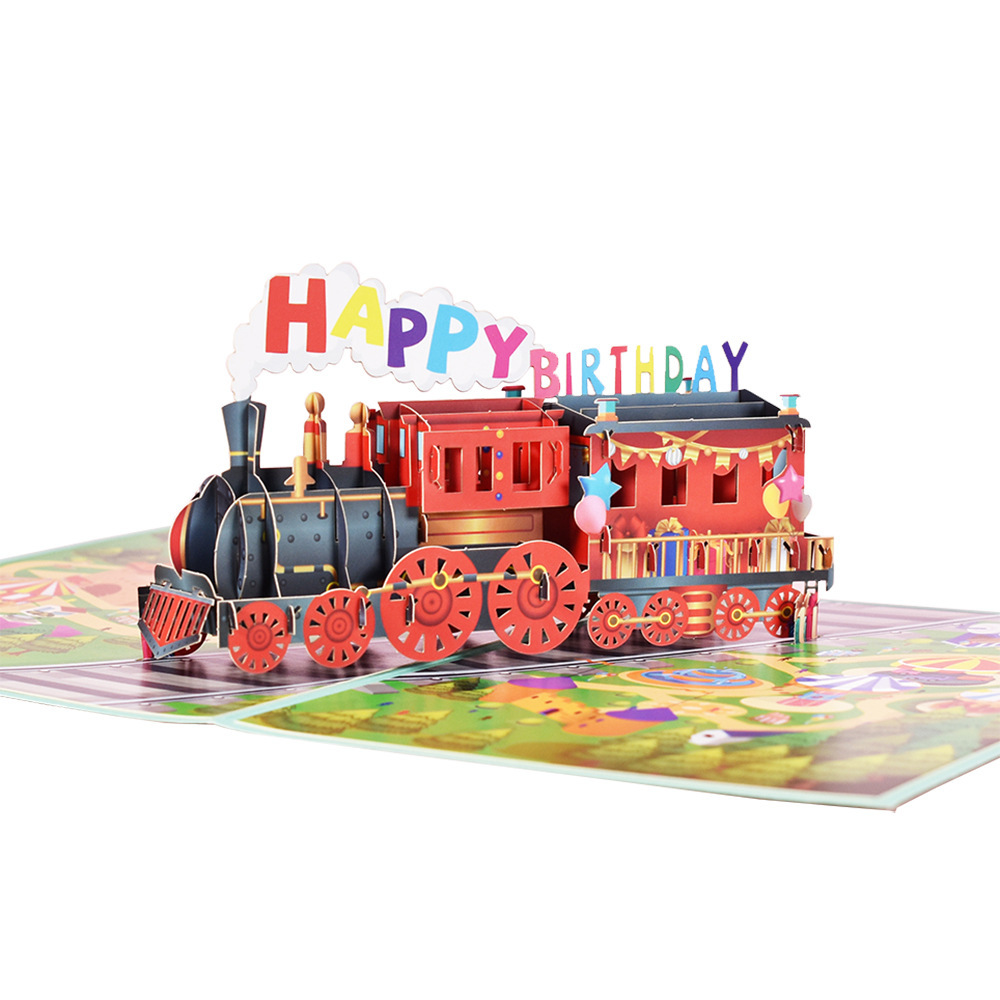Happy Birthday Train Handmade 3D Pop Up Greeting Card