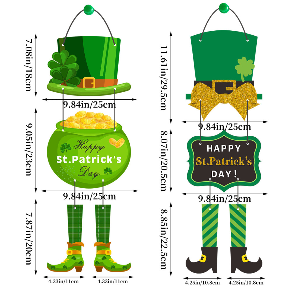 Saint Patrick's Day Door Sign Shamrock Clover Lucky Hanging Door Decor