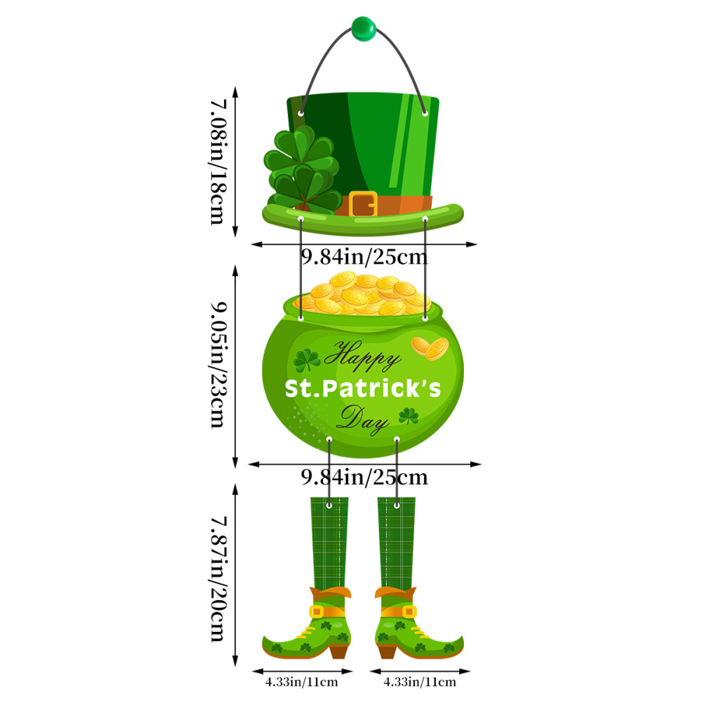 Saint Patrick's Day Door Sign Shamrock Clover Lucky Hanging Door Decor