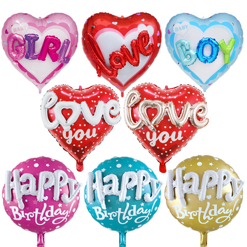 Heart Balloons,Boy and Girl's Balloons, Happy Birthday Balloons, Large Romantic Valentines Day Balloons, Love Foil Mylar Balloons