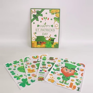 St. Patrick's Day Window Sticker Shamrock Dwarf Window Glass Decorative Irish Festival Static Window Sticker
