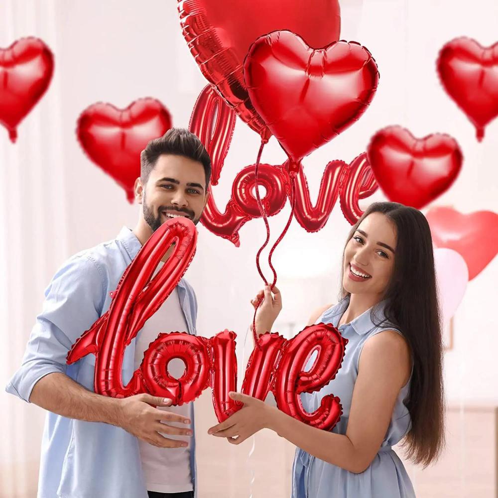 Lip Heart Love Lipstick Balloons Large Foil Lip Balloons For Birthday Valentines's Day Wedding Bridal Shower Theme Balloons Decorations