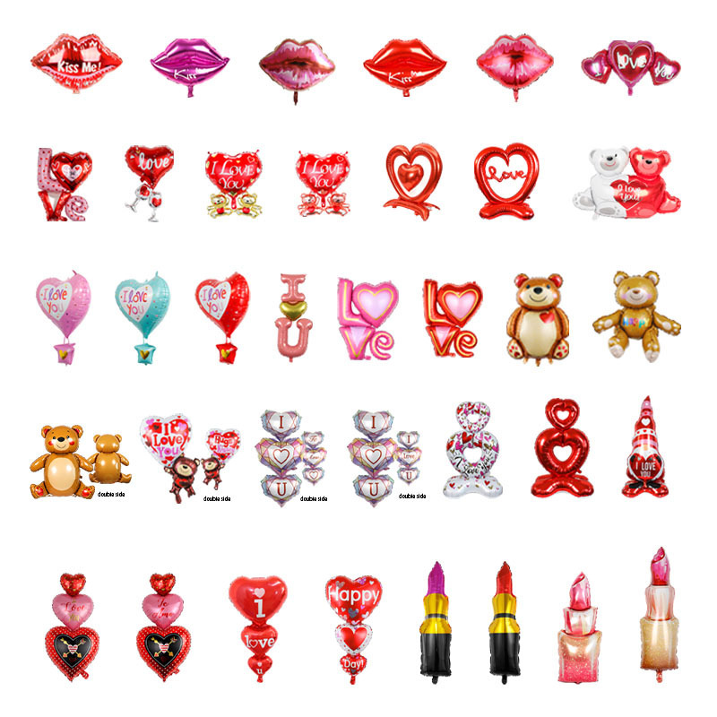 Lip Heart Love Lipstick Balloons Large Foil Lip Balloons For Birthday Valentines's Day Wedding Bridal Shower Theme Balloons Decorations
