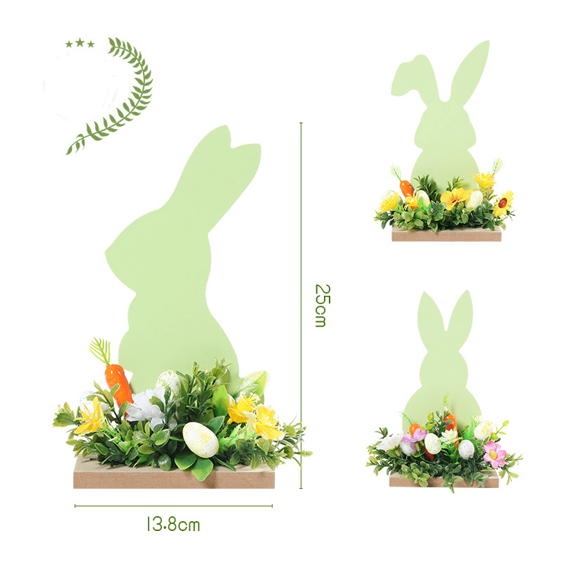 Green Easter Bunny Egg  Wooden Ornament Three-piece Set