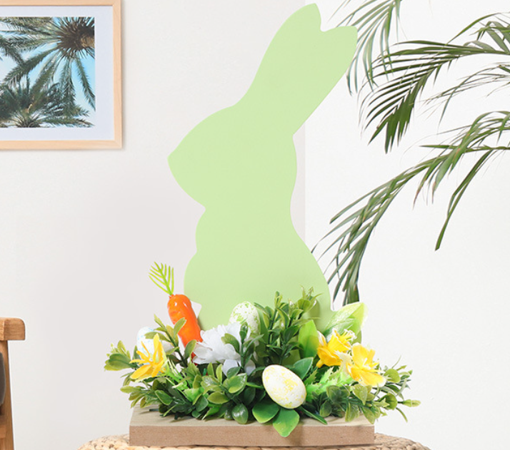 Green Easter Bunny Egg  Wooden Ornament Three-piece Set