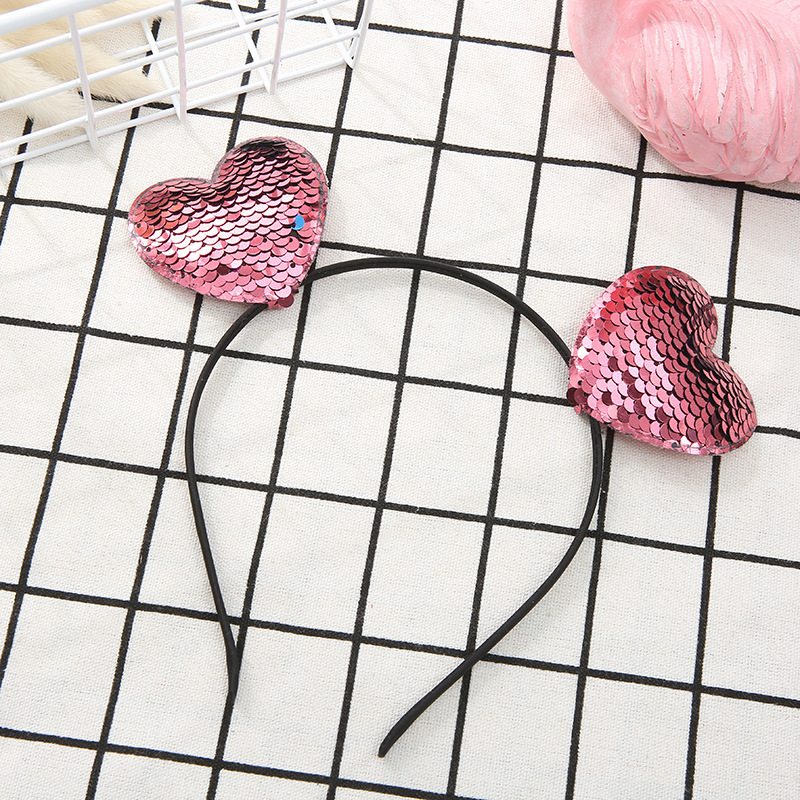 Valentine Headband Red Heart Hairband Shinny Glitter Love Heart Design Headdress Hair Hoop for Women Girls Holiday Festival Party Cosplay Photo Props Hair Accessories