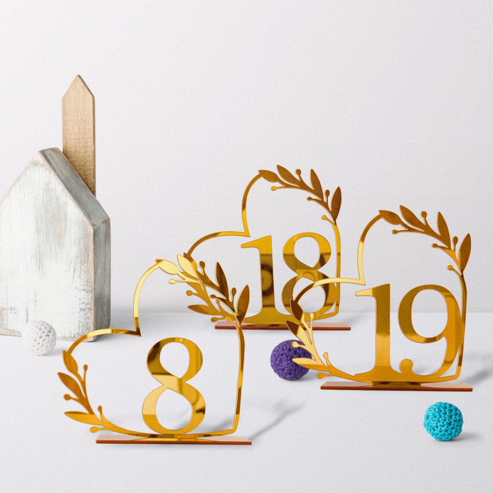 Acrylic Home Decoration Wedding Digital Table Number Card Table Seat Card DIY Mirror Display Stand