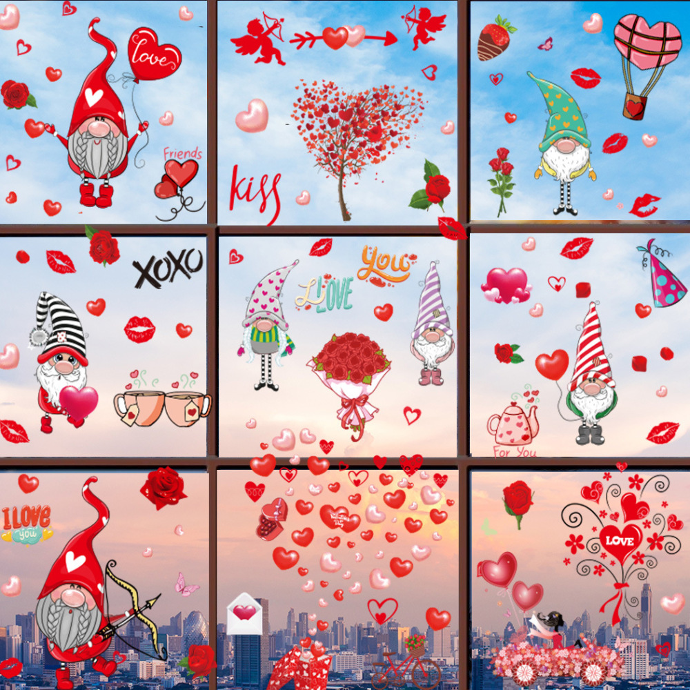 Valentine's Day static sticker window glass sticker no glue refrigerator