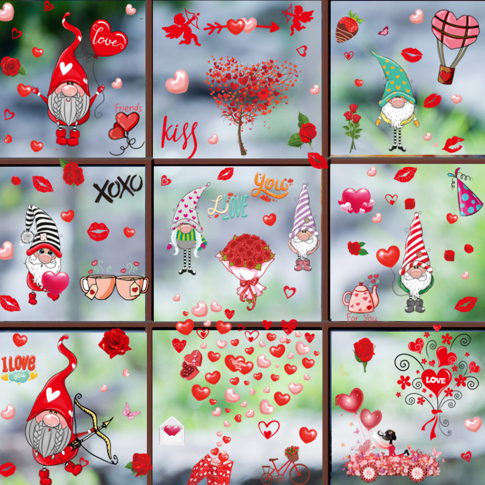 Valentine's Day static sticker window glass sticker no glue refrigerator