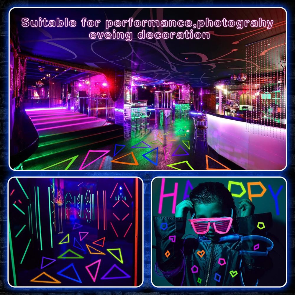 6 Colors Neon Gaffer Cloth Tape Glow in the Dark Neon Duct Tape Fluorescent Ultraviolet Black Light Luminous Masking Tape