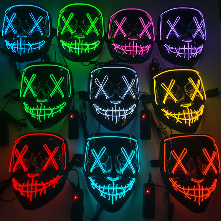 Halloween Purge Mask Light Up Scary Mask EL Wire LED Mask for Festival Party Gifts