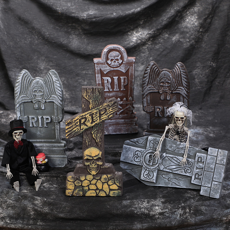 Halloween Gravestone Five Piece Set Three Dimensional Spooky Festival Prank Props Atmospheric Site Decoration Props Foam Gravestones