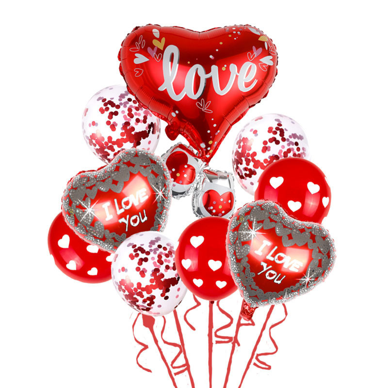 Valentine's Day Balloon Set for Wedding, I LOVE YOU Aluminum Foil Heart Balloons for Party Decoration