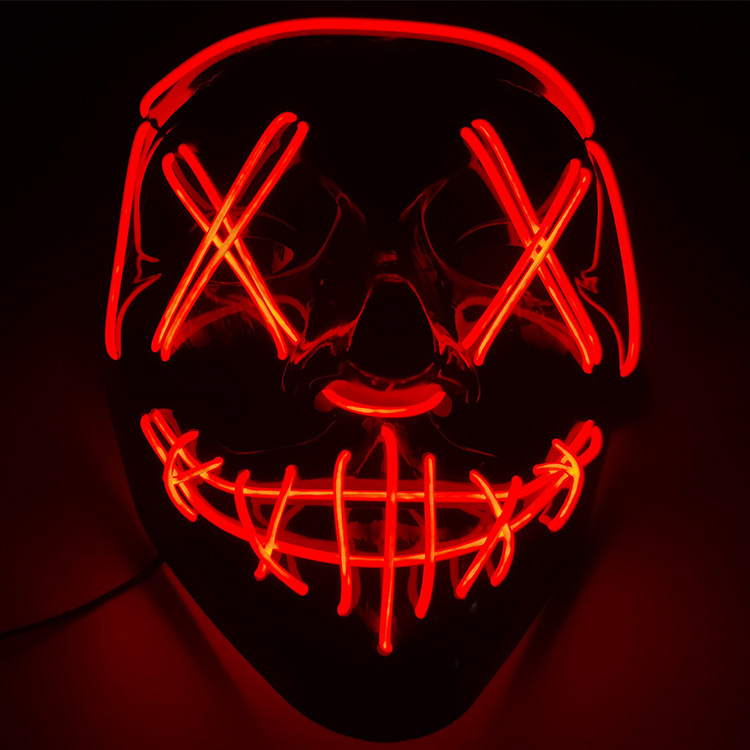Halloween Purge Mask Light Up Scary Mask EL Wire LED Mask for Festival Party Gifts