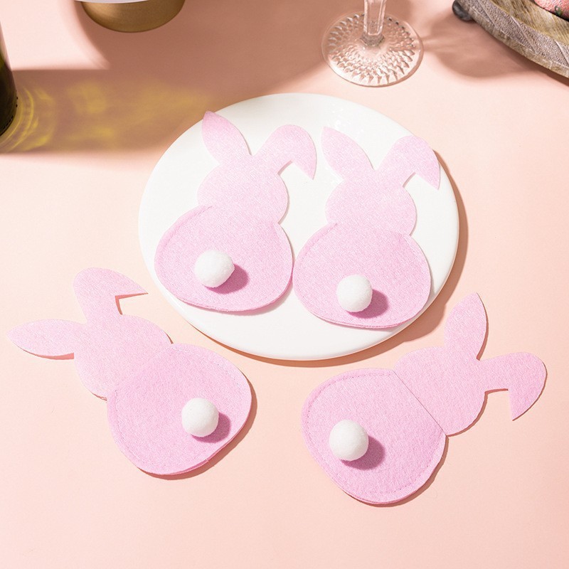 Easter Decoration Easter Bunny Knife and Fork Placemats Felt Holiday Knife and Fork Sets Tableware Decorative Mats