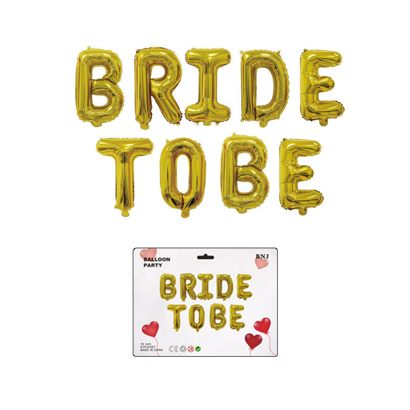 BRIDETOBE Aluminum Foil Balloon Bride-to-Be  Paper Card Packaging Balloon Set