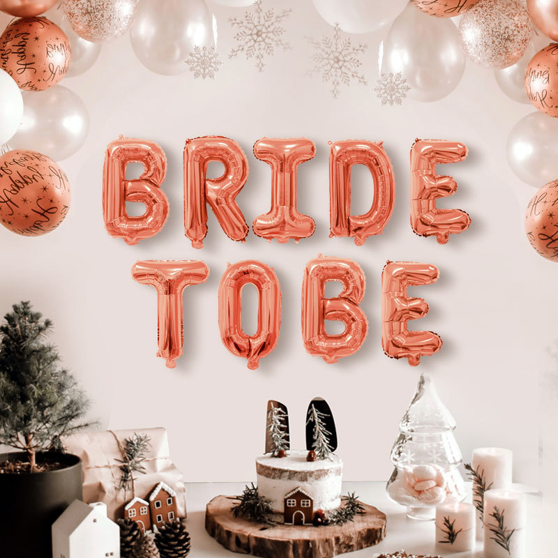 BRIDETOBE Aluminum Foil Balloon Bride-to-Be  Paper Card Packaging Balloon Set