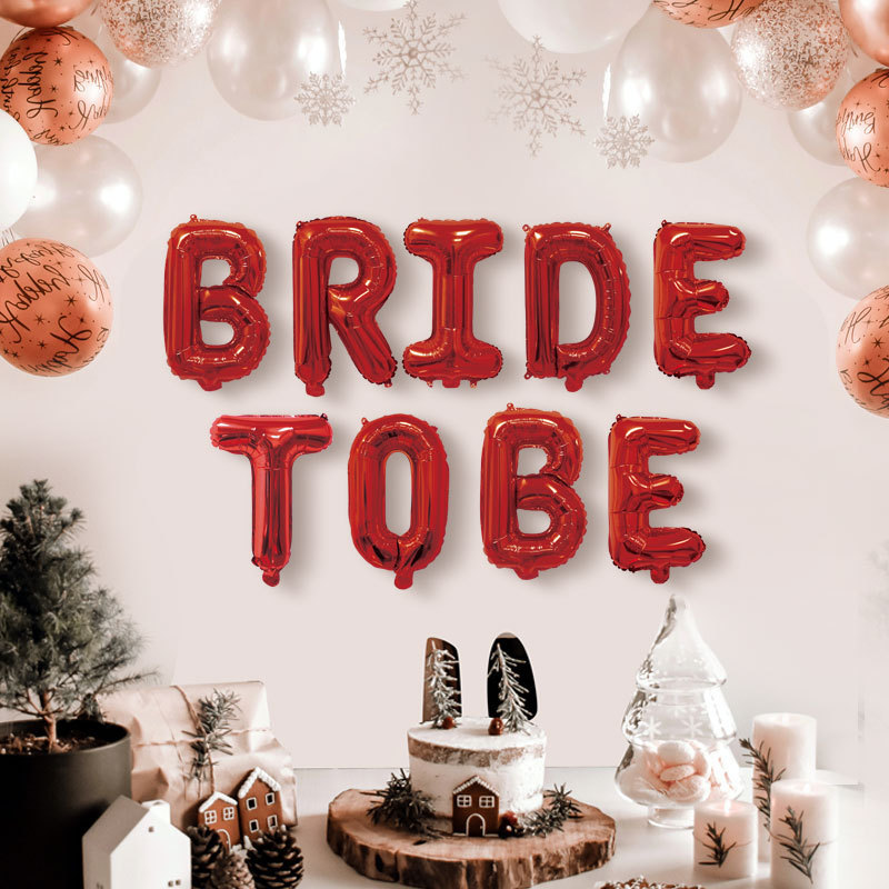 BRIDETOBE Aluminum Foil Balloon Bride-to-Be  Paper Card Packaging Balloon Set