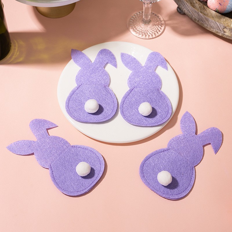 Easter Decoration Easter Bunny Knife and Fork Placemats Felt Holiday Knife and Fork Sets Tableware Decorative Mats