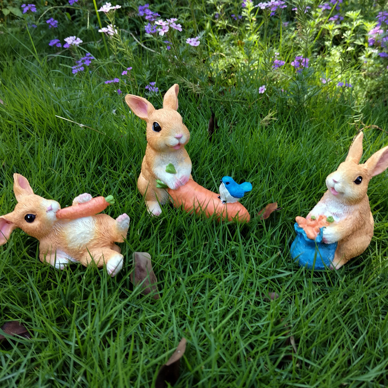 Easter Simulation Bunny Animal Ornament Garden Patio Decoration Window Sill Bonsai