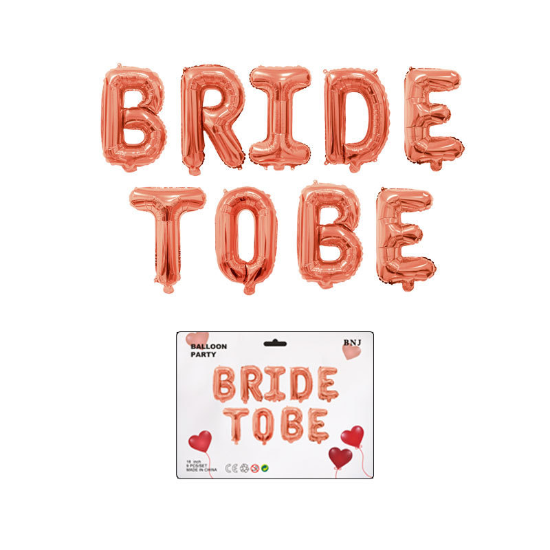 BRIDETOBE Aluminum Foil Balloon Bride-to-Be  Paper Card Packaging Balloon Set