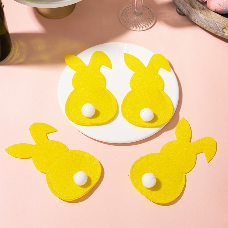 Easter Decoration Easter Bunny Knife and Fork Placemats Felt Holiday Knife and Fork Sets Tableware Decorative Mats