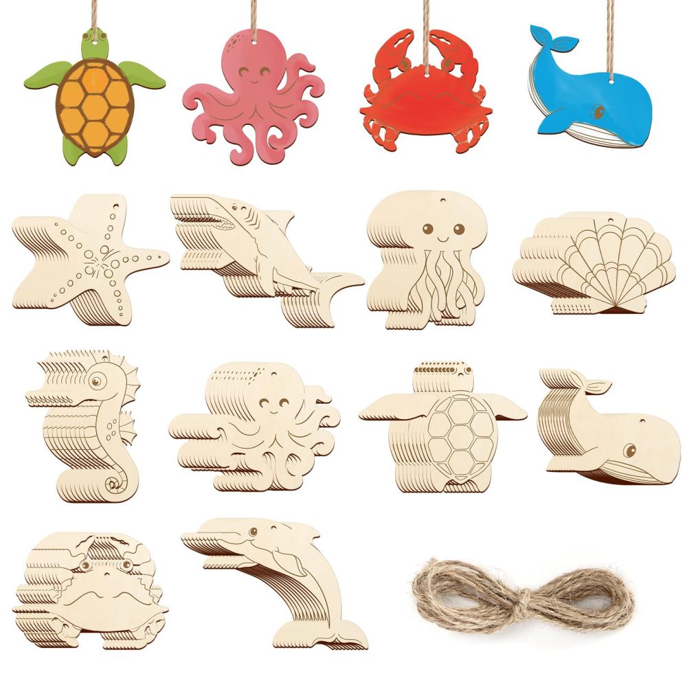 Wooden Easter Ornaments to Paint 8 Styles DIY Blank Unfinished Wood Cutouts Ornament for Crafts Hanging Decorations Egg Rabbit Bunny Butterfly Flower Hen Happy Easter
