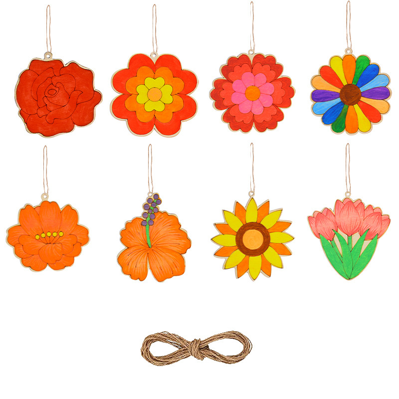 Wooden Easter Ornaments to Paint 8 Styles DIY Blank Unfinished Wood Cutouts Ornament for Crafts Hanging Decorations Egg Rabbit Bunny Butterfly Flower Hen Happy Easter