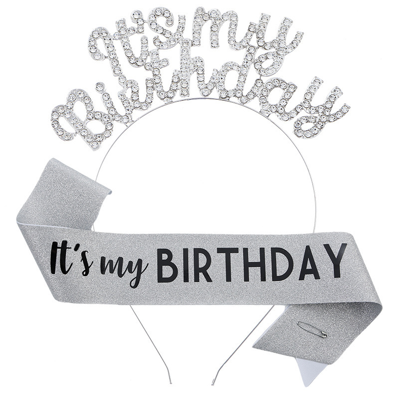 新款生日发箍肩带礼仪带套装IT'S MY BIRTHDAY女头饰发饰派对用品