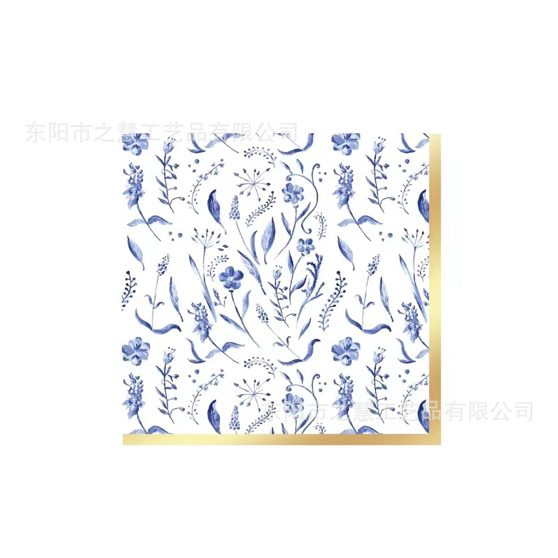 Special-shaped wave lace paper plate blue and white porcelain fresh hot selling new paper plate paper cup paper towel party tableware arrangement