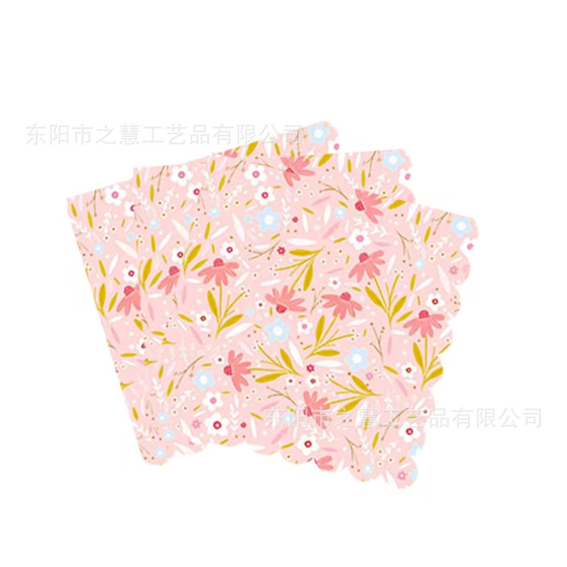 粉色碎花小雏菊异型花边纸盘花朵异型现货纸盘