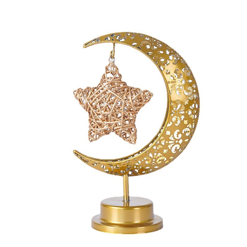 Cross-border hot-selling LED iron star moon ball night light holiday decoration bedroom table lamp atmosphere modeling lamp