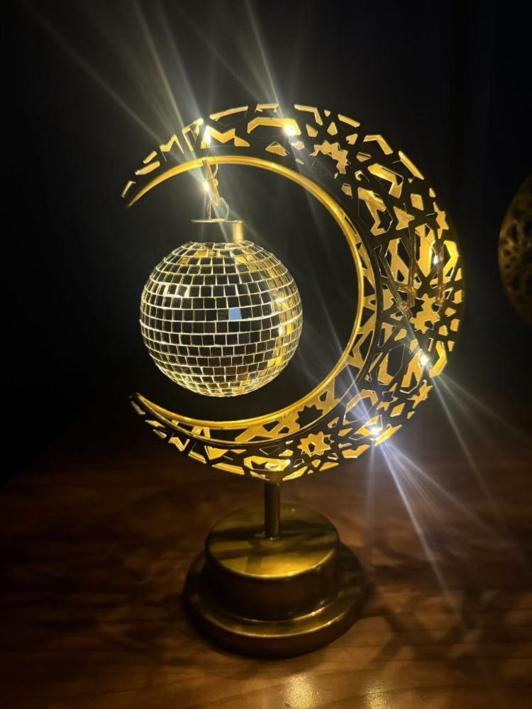 Cross-border hot-selling LED iron star moon ball night light holiday decoration bedroom table lamp atmosphere modeling lamp