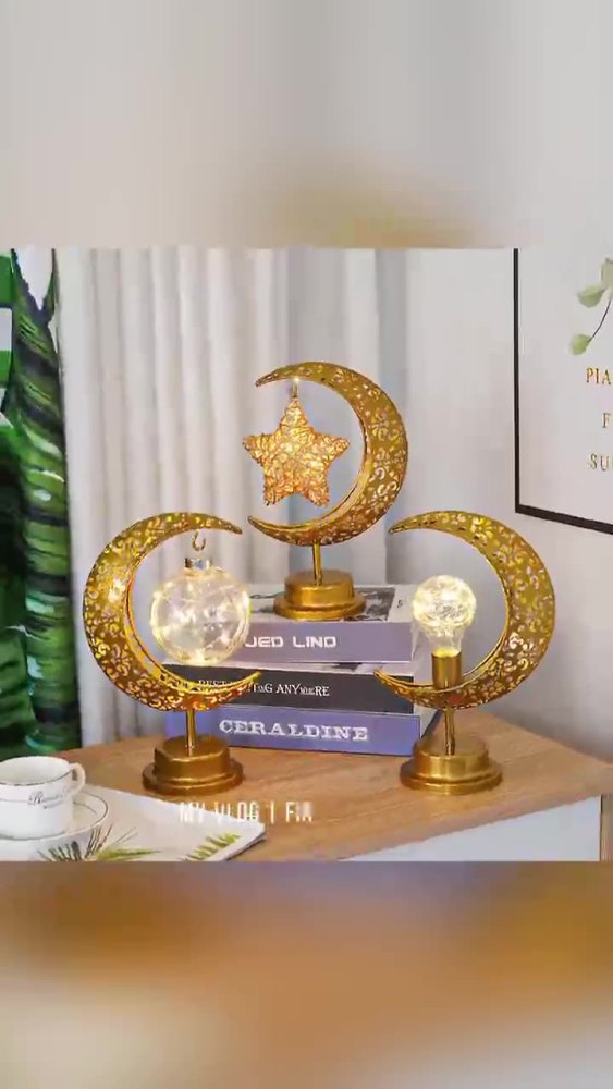 Cross-border hot-selling LED iron star moon ball night light holiday decoration bedroom table lamp atmosphere modeling lamp