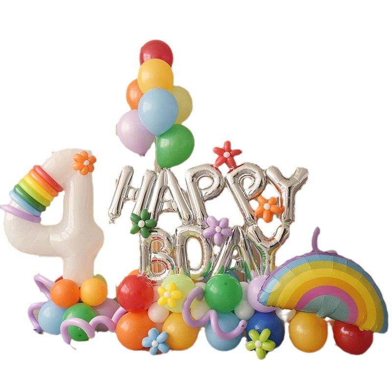 ins style little red book children's birthday digital balloon column boy girl birthday party decoration scene layout
