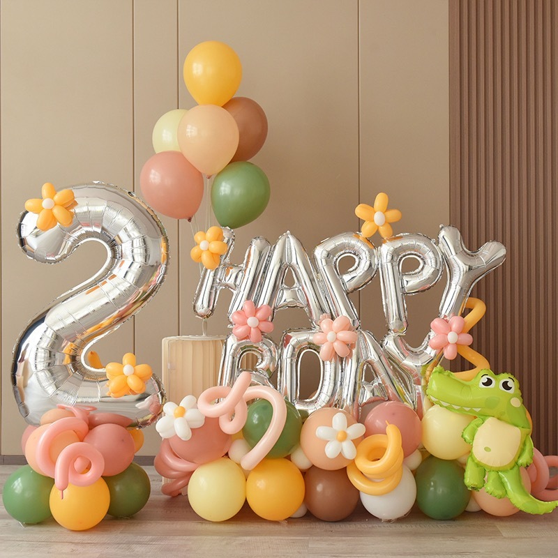 ins style little red book children's birthday digital balloon column boy girl birthday party decoration scene layout
