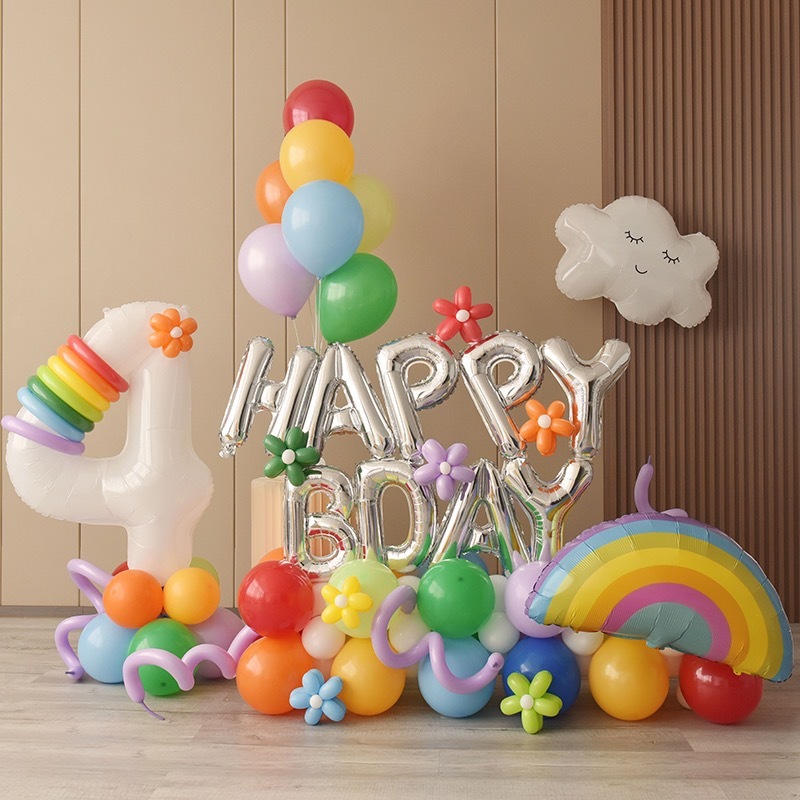 ins style little red book children's birthday digital balloon column boy girl birthday party decoration scene layout