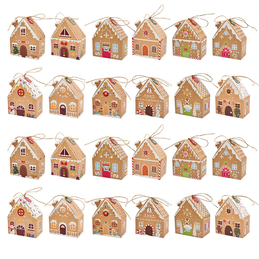 Simple three-dimensional wedding candy box kraft paper Christmas Eve gift box Christmas creative house European candy gift box