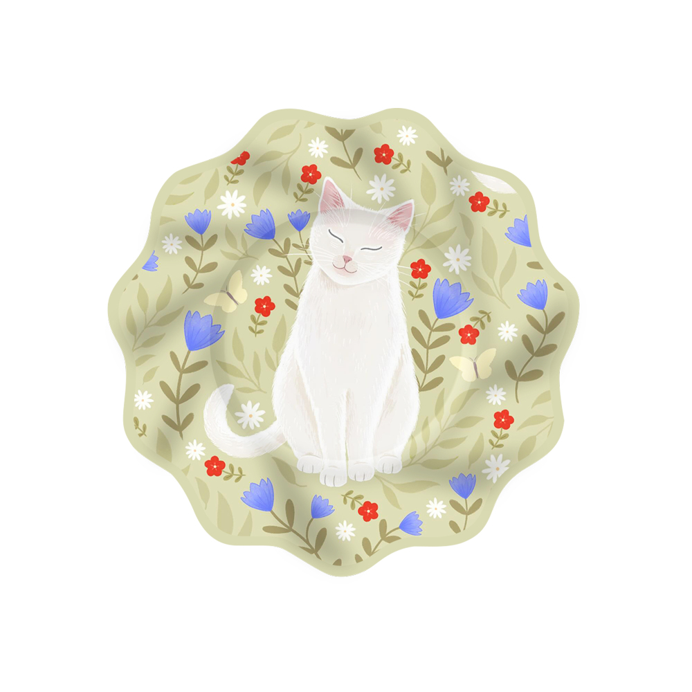 DAMAI New Design Party Supply Kits Animal Theme Cat Shape Disposable Party Paper Plates Tableware Sets for Kid Party